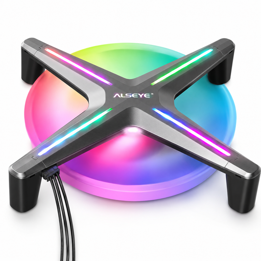 120mm ARGB frameless fan front view showing RGB lighting effect