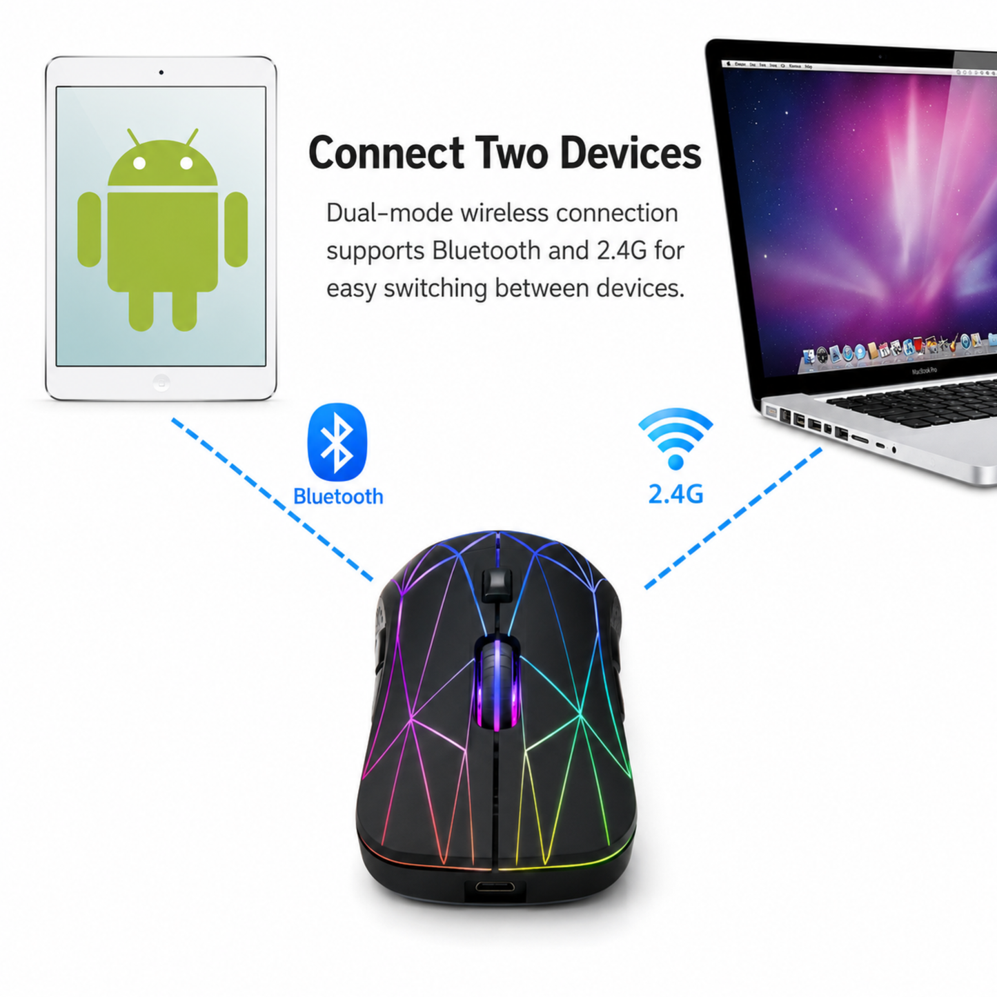 Gaming mouse compatible with PC and laptop setup