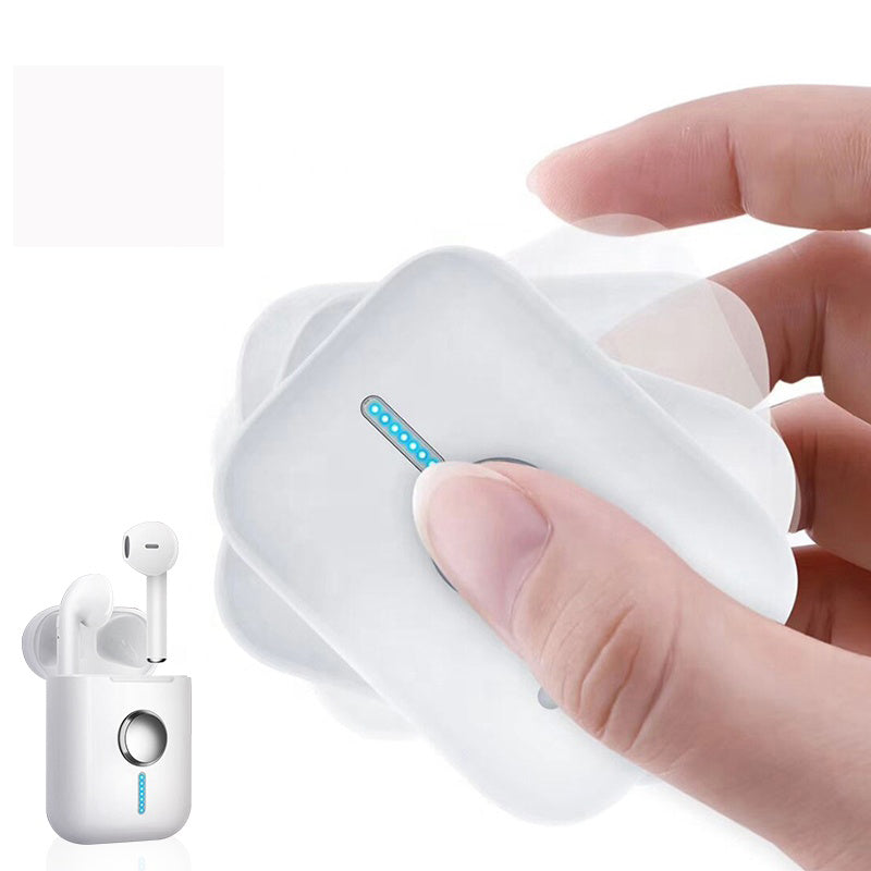 Earbuds charging case open showing earbuds inside