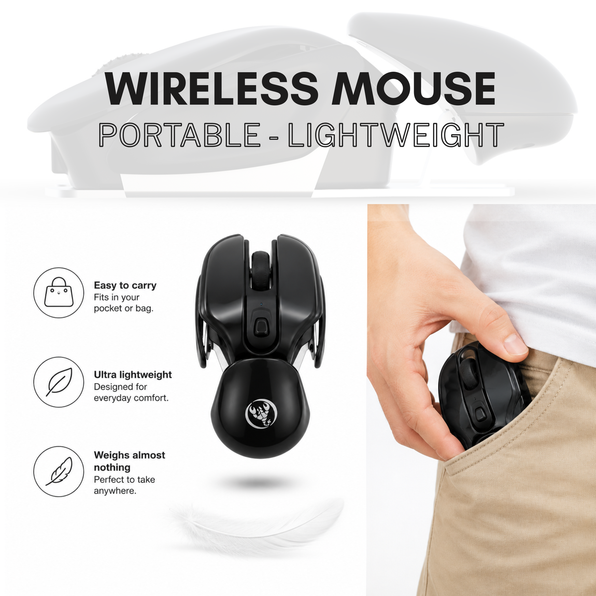 Cordless mouse battery compartment detail
