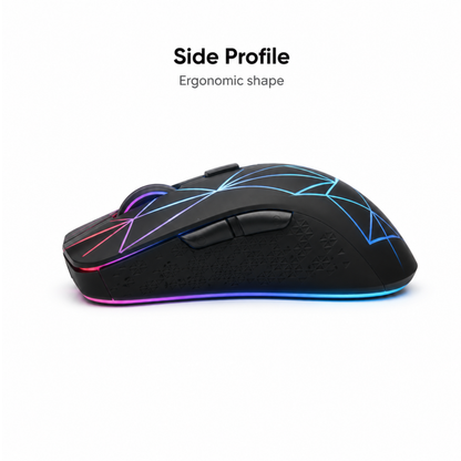Wireless gaming mouse 6 programmable buttons close-up