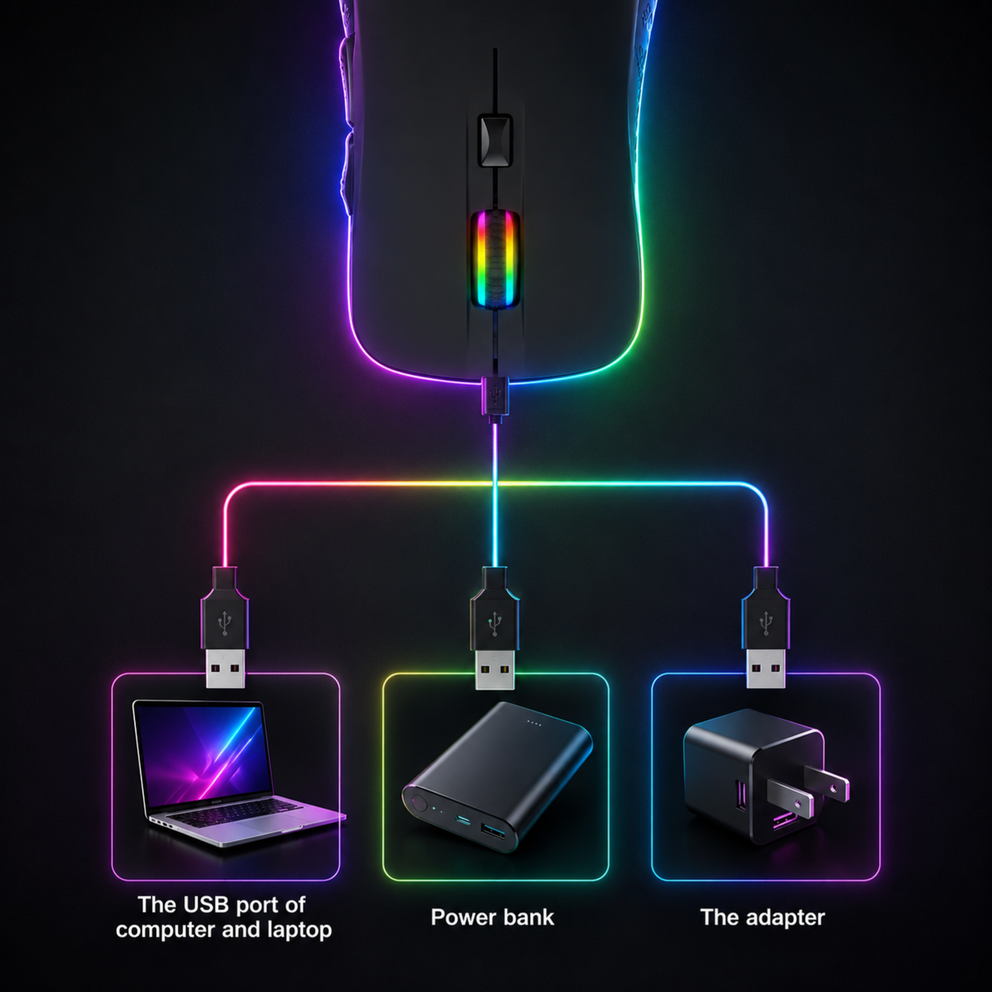 Wireless mouse RGB lighting modes showcase