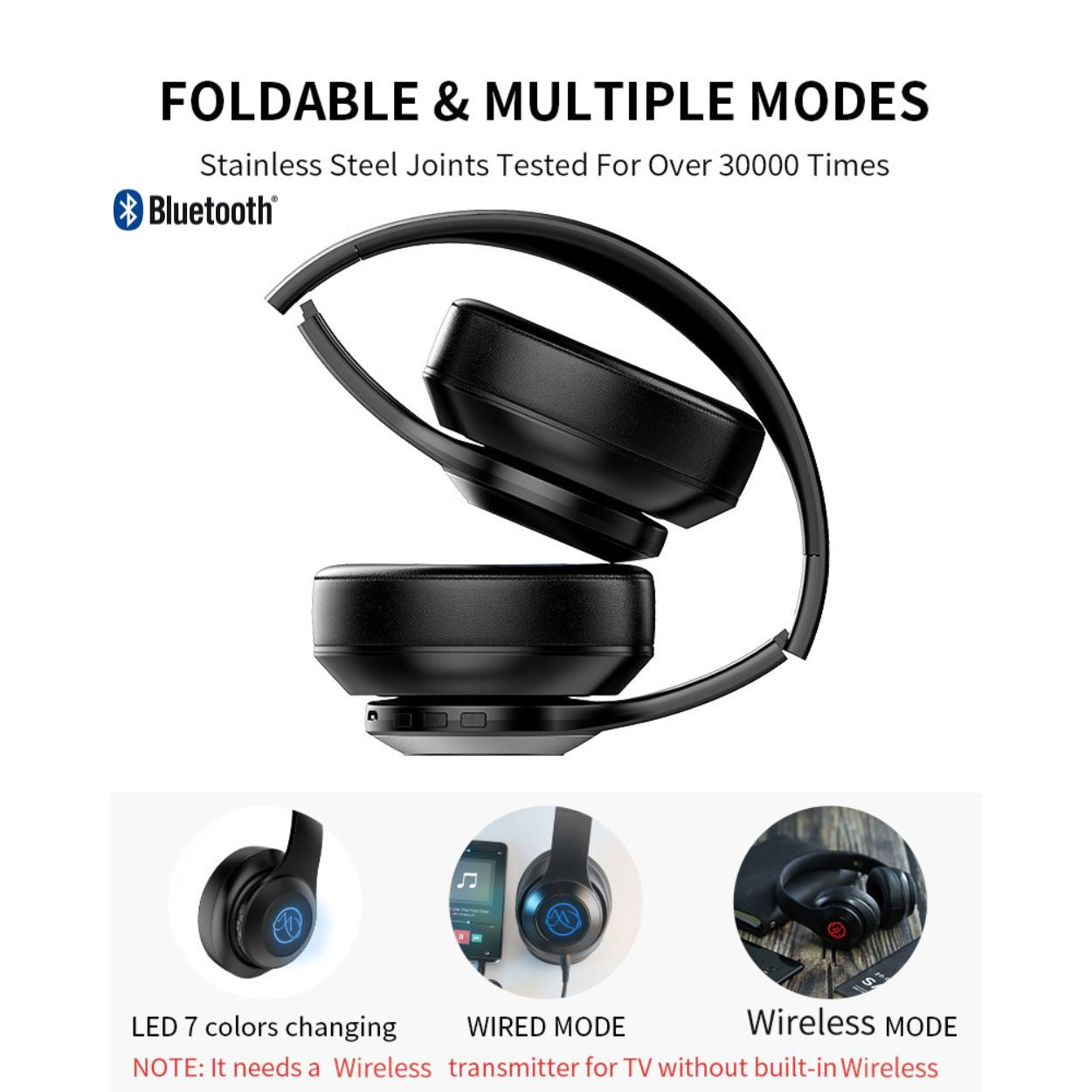 Headphones 7-color RGB lighting modes showcase