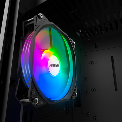 120mm case fan blade design and black frame close-up