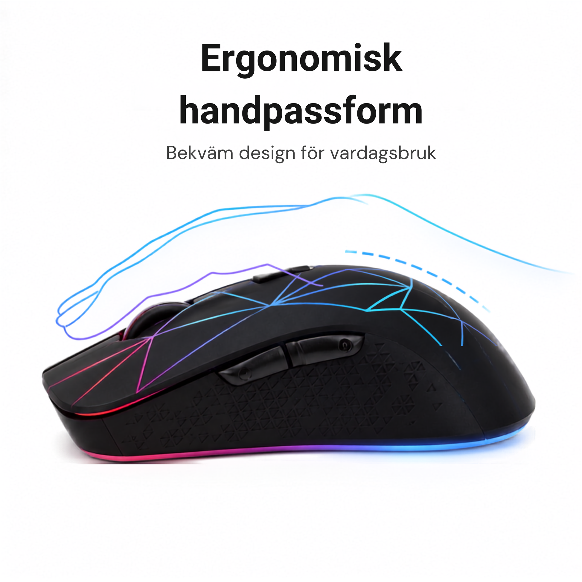 ergonomisk handpassform för bekväm vardagsanvändning