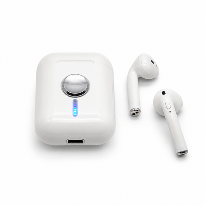 N10 TWS-hörlurar och laddningsfodral sett ovanifrån med USB-C-laddningsport
