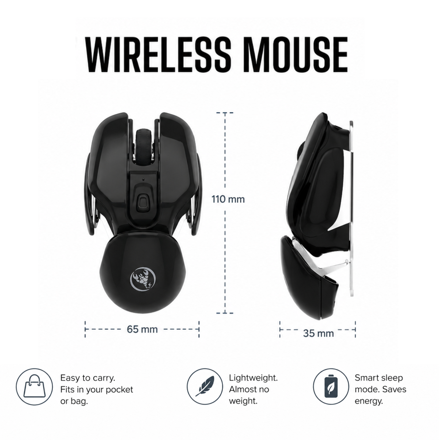 Wireless gaming mouse 2.4 GHz product packaging and contents