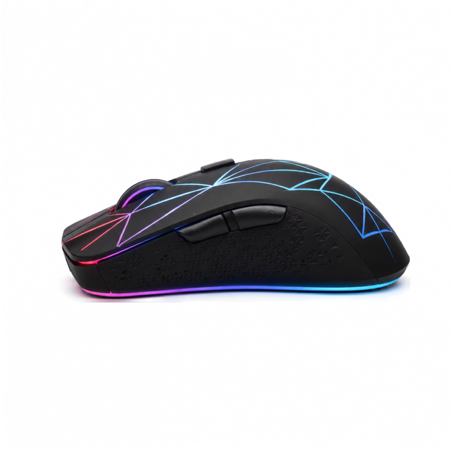 gamingmus sedd från sidan med RGB-belysning
