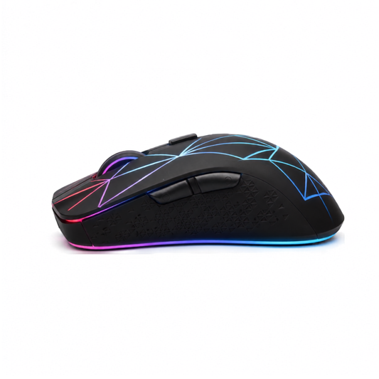 gamingmus sedd från sidan med RGB-belysning