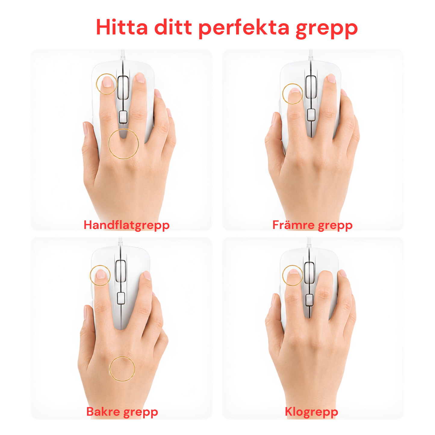Vit gamingmus framifrån – blank vit yta, scrollhjul och svart bas – USB-kabel synlig