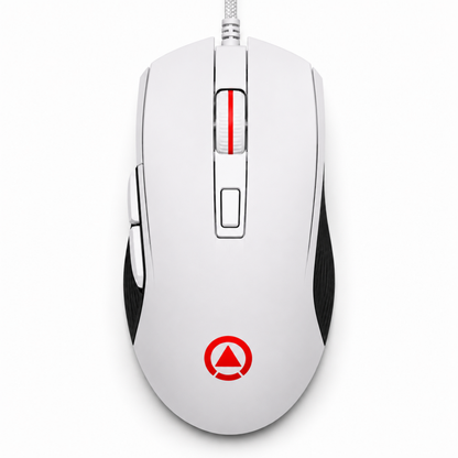 G402 white ergonomic gaming mouse with RGB lighting