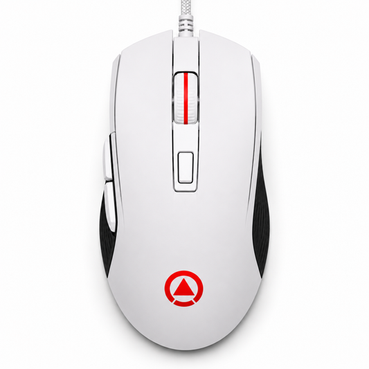 G402 white ergonomic gaming mouse with RGB lighting