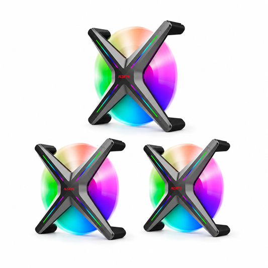 3-pack 120mm RGB ARGB frameless fans with hub controller and RF remote